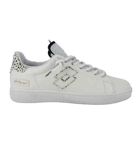 Lotto Autograph Leo W - Sneakers Casual Donna in Pelle Bianca Dettaglio Animalie