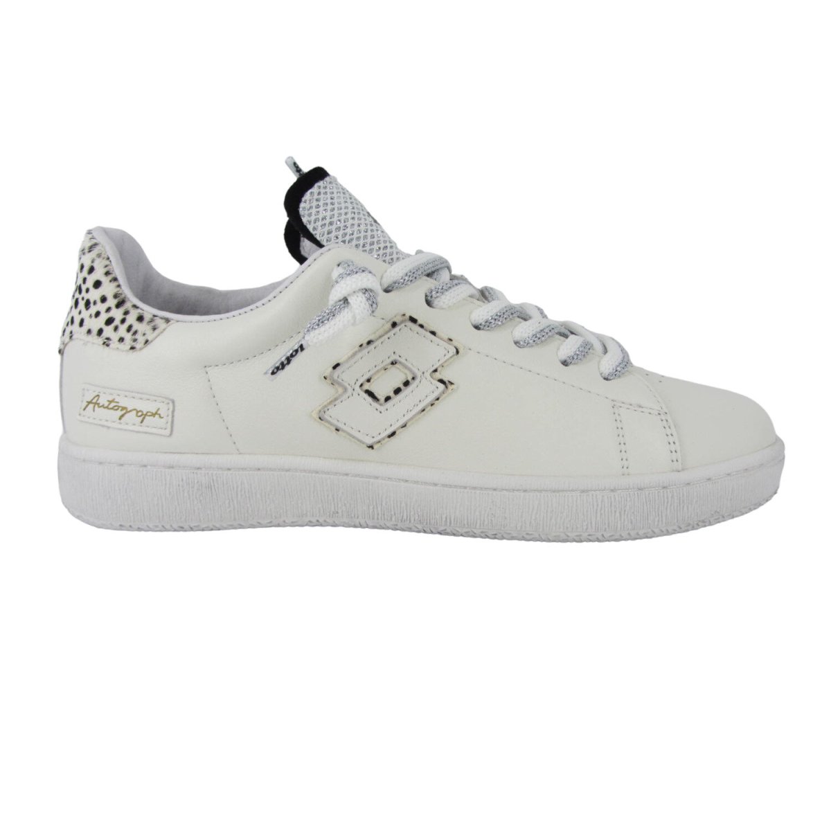 Lotto Autograph Leo W - Sneakers Casual Donna in Pelle Bianca Dettaglio Animalie