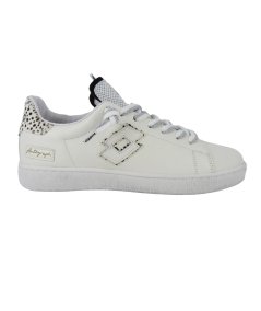 Lotto Autograph Leo W - Sneakers Casual Donna in Pelle Bianca Dettaglio Animalie