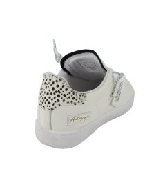 Lotto Autograph Leo W - Sneakers Casual Donna in Pelle Bianca Dettaglio Animalie
