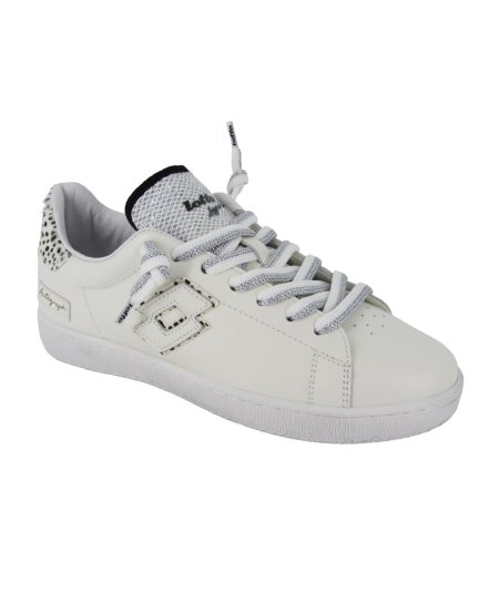 Lotto Autograph Leo W - Sneakers Casual Donna in Pelle Bianca Dettaglio Animalie
