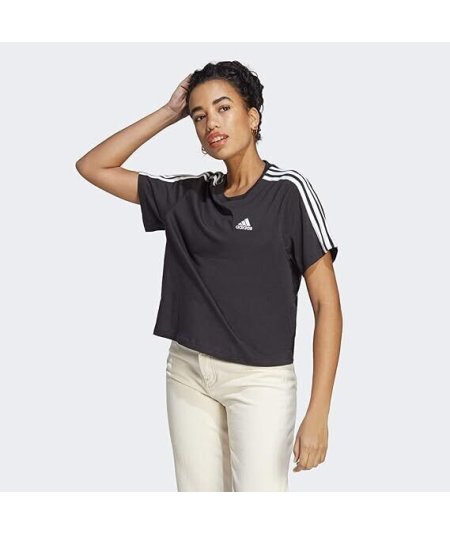 Adidas W 3S CR TOP NERO/BIANCO Maglietta a Maniche Corte Donna