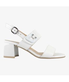 NeroGiardini E410241D - Sandalo da Donna in Pelle Bianca con Tacco a Blocco