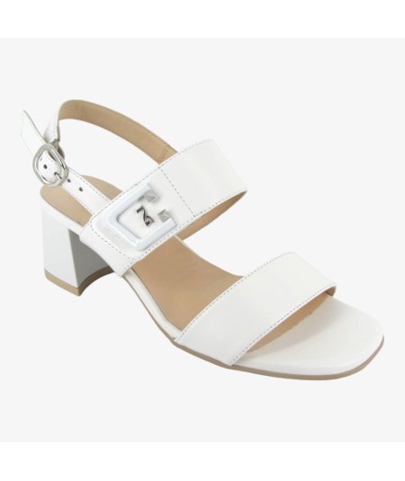 NeroGiardini E410241D - Sandalo da Donna in Pelle Bianca con Tacco a Blocco