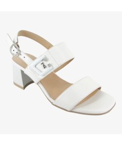 NeroGiardini E410241D - Sandalo da Donna in Pelle Bianca con Tacco a Blocco
