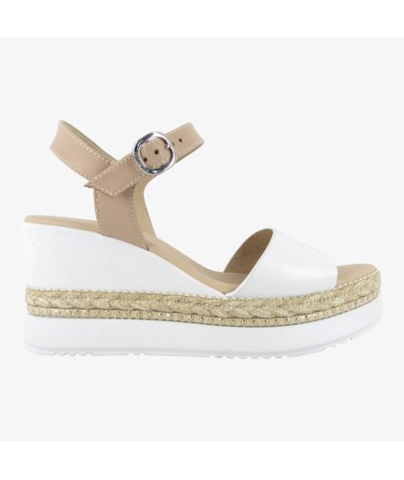 NeroGiardini E410561D - Sandali da Donna con Zeppa Bianchi