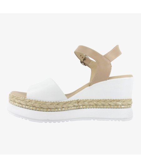 NeroGiardini E410561D - Sandali da Donna con Zeppa Bianchi