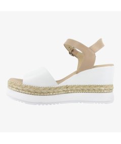 NeroGiardini E410561D - Sandali da Donna con Zeppa Bianchi