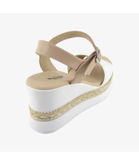 NeroGiardini E410561D - Sandali da Donna con Zeppa Bianchi