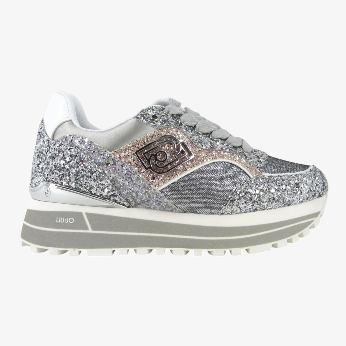 LiuJo Maxi Wonder 73 - Sneakers da Donna con Platform in Glitter Argento