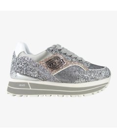 LiuJo Maxi Wonder 73 - Sneakers da Donna con Platform in Glitter Argento