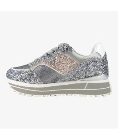 LiuJo Maxi Wonder 73 - Sneakers da Donna con Platform in Glitter Argento