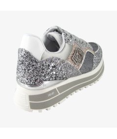 LiuJo Maxi Wonder 73 - Sneakers da Donna con Platform in Glitter Argento