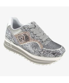LiuJo Maxi Wonder 73 - Sneakers da Donna con Platform in Glitter Argento