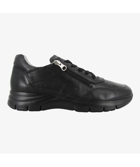 Nero Giardini E500630U - Sneakers da Uomo con Lacci e Zip In Pelle Nera