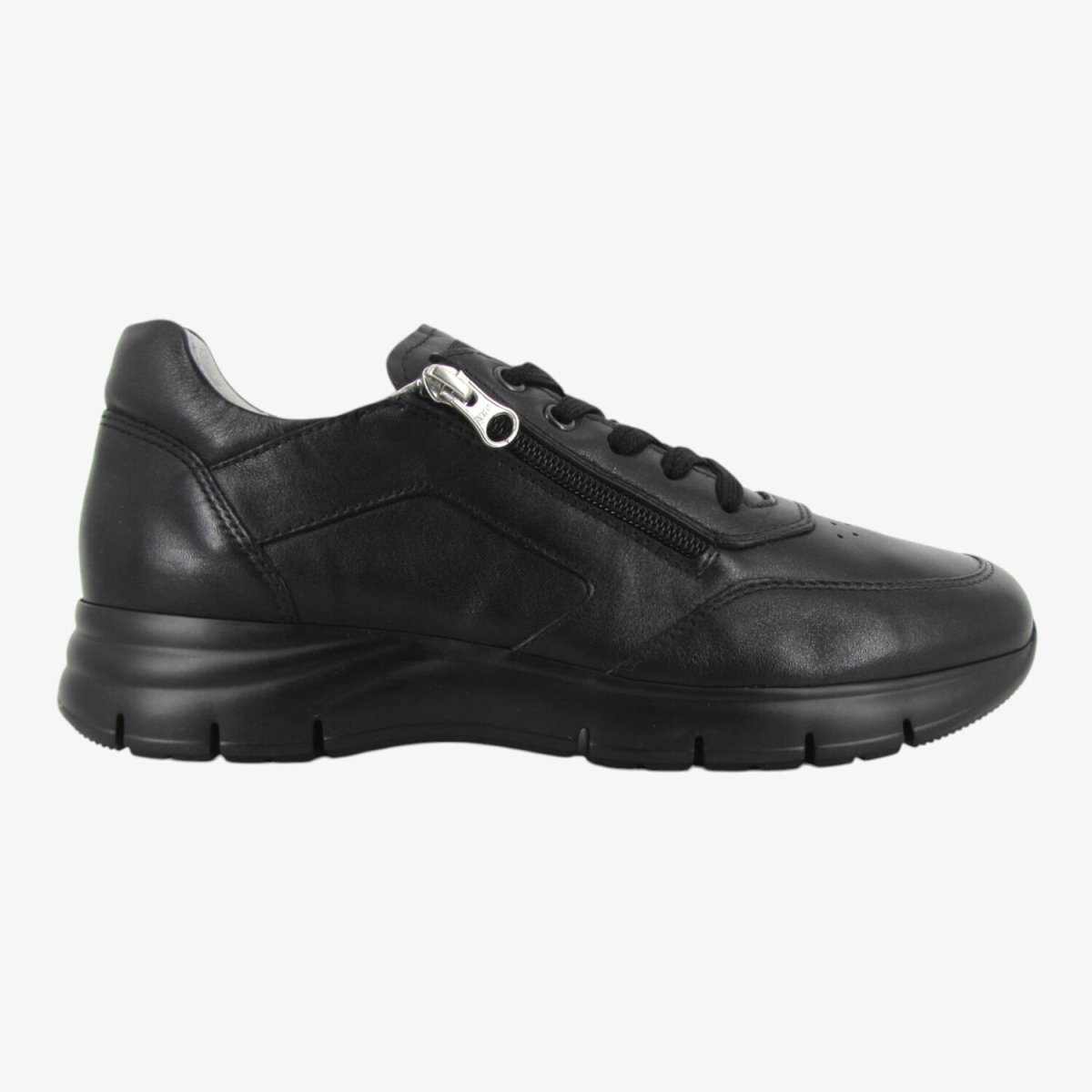 Nero Giardini E500630U - Sneakers da Uomo con Lacci e Zip In Pelle Nera
