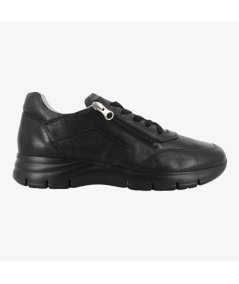 Nero Giardini E500630U - Sneakers da Uomo con Lacci e Zip In Pelle Nera