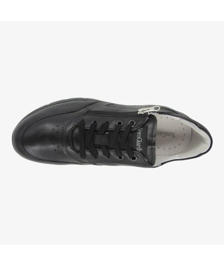 Nero Giardini E500630U - Sneakers da Uomo con Lacci e Zip In Pelle Nera