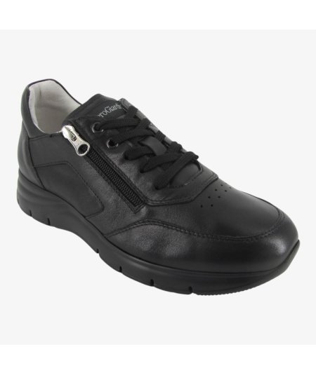 Nero Giardini E500630U - Sneakers da Uomo con Lacci e Zip In Pelle Nera