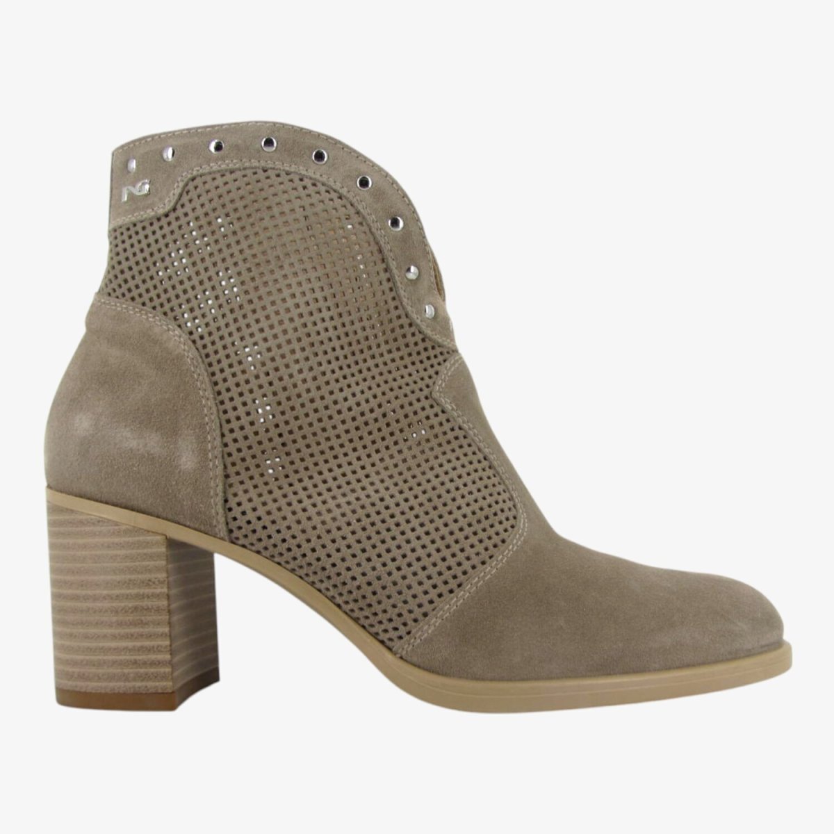 NeroGiardini E512710D - Tronchetto con Tacco Largo in Camoscio Creta