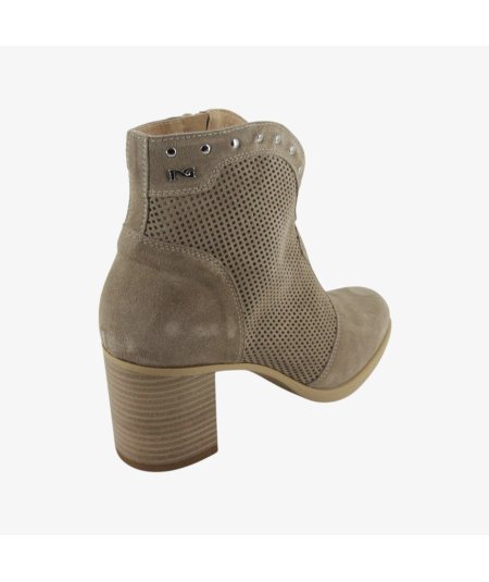 NeroGiardini E512710D - Tronchetto con Tacco Largo in Camoscio Creta