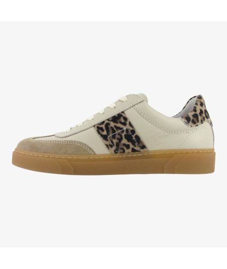NeroGiardini E513007D - Sneakers da Donna In Pelle Latte con Riporti Animal