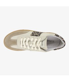NeroGiardini E513007D - Sneakers da Donna In Pelle Latte con Riporti Animal