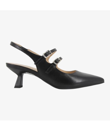 NeroGiardini E512252DE - Chanel con Tacco Fino in Pelle Nera