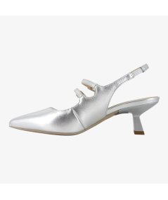 NeroGiardini E512252DE - Chanel con Tacco Fino in Pelle Argento