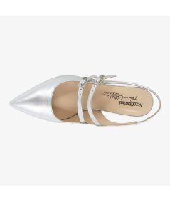 NeroGiardini E512252DE - Chanel con Tacco Fino in Pelle Argento