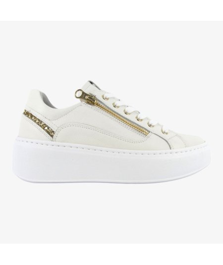 NeroGiardini E513081D - Sneakers da Donna con ZIP in Pelle Bianca
