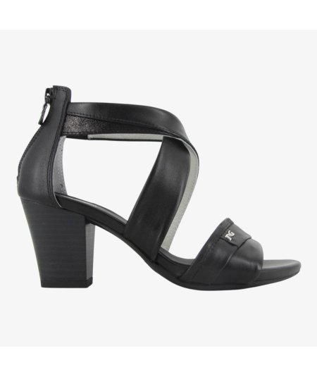 NeroGiardini E513370D - Sandalo da Donna con Tacco Largo in Pelle Nera