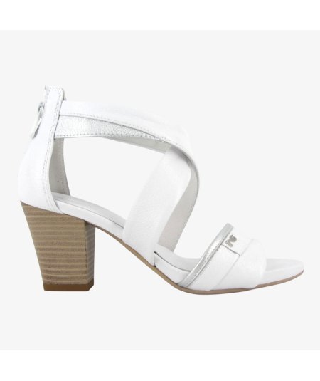 NeroGiardini E513370D - Sandalo da Donna con Tacco Largo in Pelle Bianca