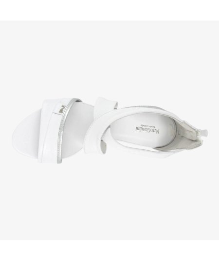 NeroGiardini E513370D - Sandalo da Donna con Tacco Largo in Pelle Bianca