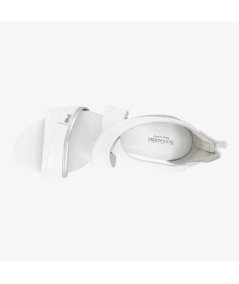 NeroGiardini E513370D - Sandalo da Donna con Tacco Largo in Pelle Bianca