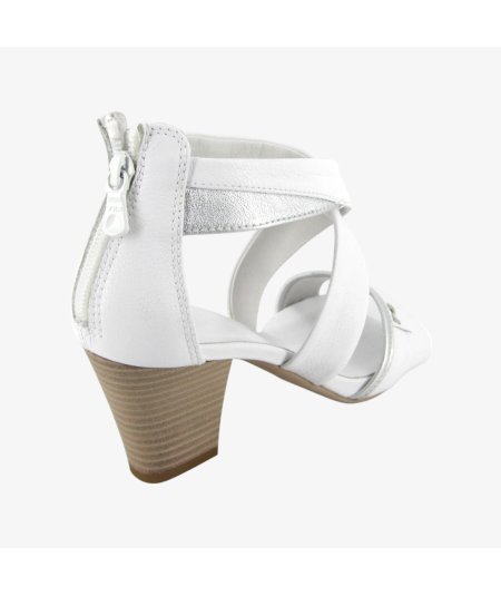 NeroGiardini E513370D - Sandalo da Donna con Tacco Largo in Pelle Bianca