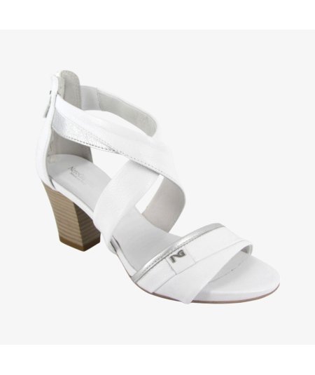 NeroGiardini E513370D - Sandalo da Donna con Tacco Largo in Pelle Bianca