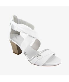 NeroGiardini E513370D - Sandalo da Donna con Tacco Largo in Pelle Bianca