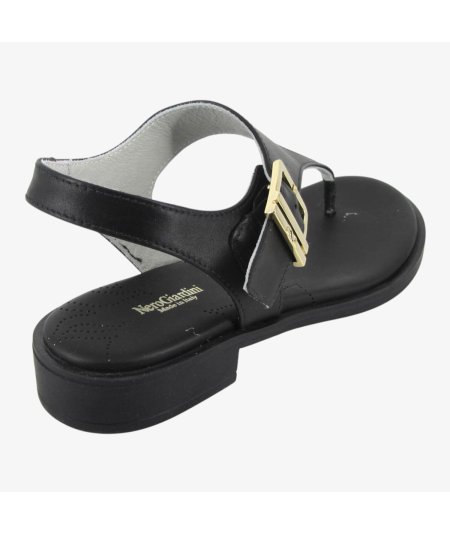 NeroGiardini E513405D - Sandalo Infradito da Donna in Pelle Nera