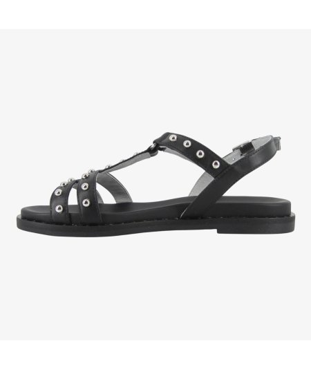 NeroGiardini E513480D - Sandali da Donna in Pelle Nera con Borchie