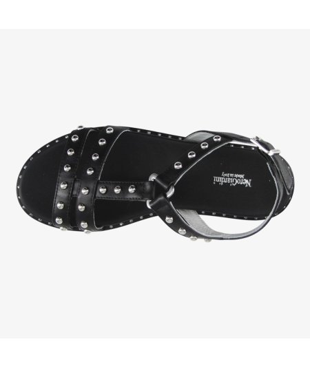 NeroGiardini E513480D - Sandali da Donna in Pelle Nera con Borchie