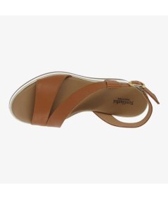NeroGiardini E513520D - Sandali da Donna con Zeppa in Pelle Cognac