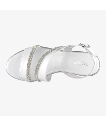 NeroGiardini E513522D - Sandalo da Donna con Zeppa in Pelle Bianca