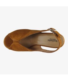 NeroGiardini E513646D - Sandalo da Donna in Camoscio Tabacco con Tacco Largo