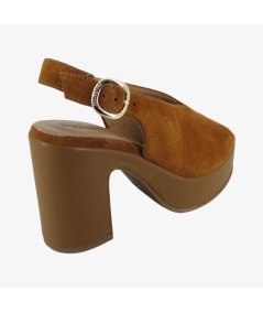 NeroGiardini E513646D - Sandalo da Donna in Camoscio Tabacco con Tacco Largo