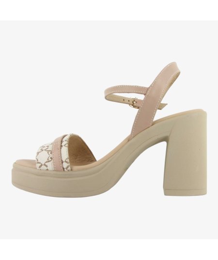 NeroGiardini E513664D - Sandalo da Donna con Tacco Largo in Pelle Beige