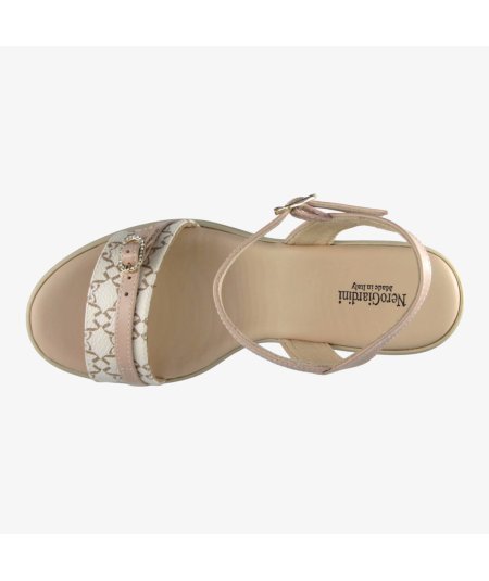 NeroGiardini E513664D - Sandalo da Donna con Tacco Largo in Pelle Beige