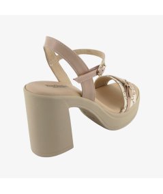NeroGiardini E513664D - Sandalo da Donna con Tacco Largo in Pelle Beige