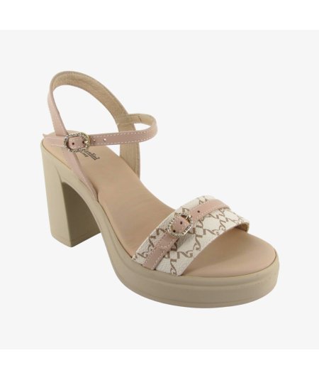 NeroGiardini E513664D - Sandalo da Donna con Tacco Largo in Pelle Beige