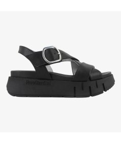 NEroGiardini E513696D - Sandalo da Donna con Platform in Pelle Nera